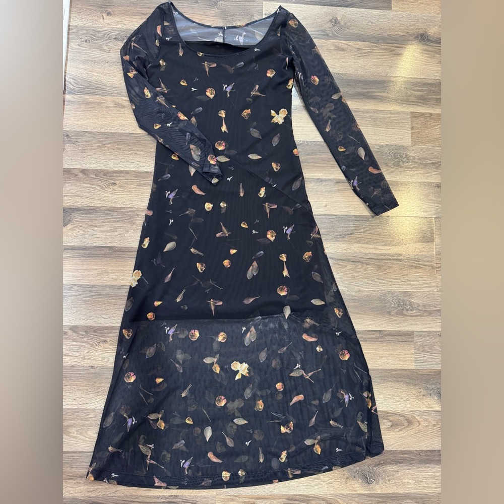 All Saints Black Floral Midi Dress size small